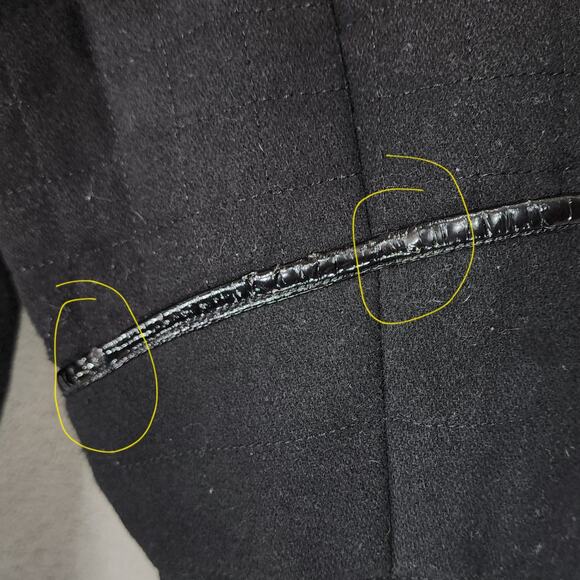 ASOS Quilted Moto Jacket 14 Women Black Bomber Wool Faux Leather Trim Biker READ - Picture 12 of 15